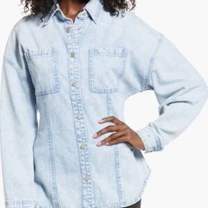 BLANKNYC Cinched Denim Shirt (Size Medium)